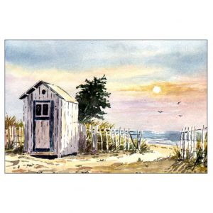 Cabine de plage vendéenne - Aquarelle de Jean-Pascal Duboil