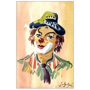 Expression de clown - Aquarelle de JC Duboil
