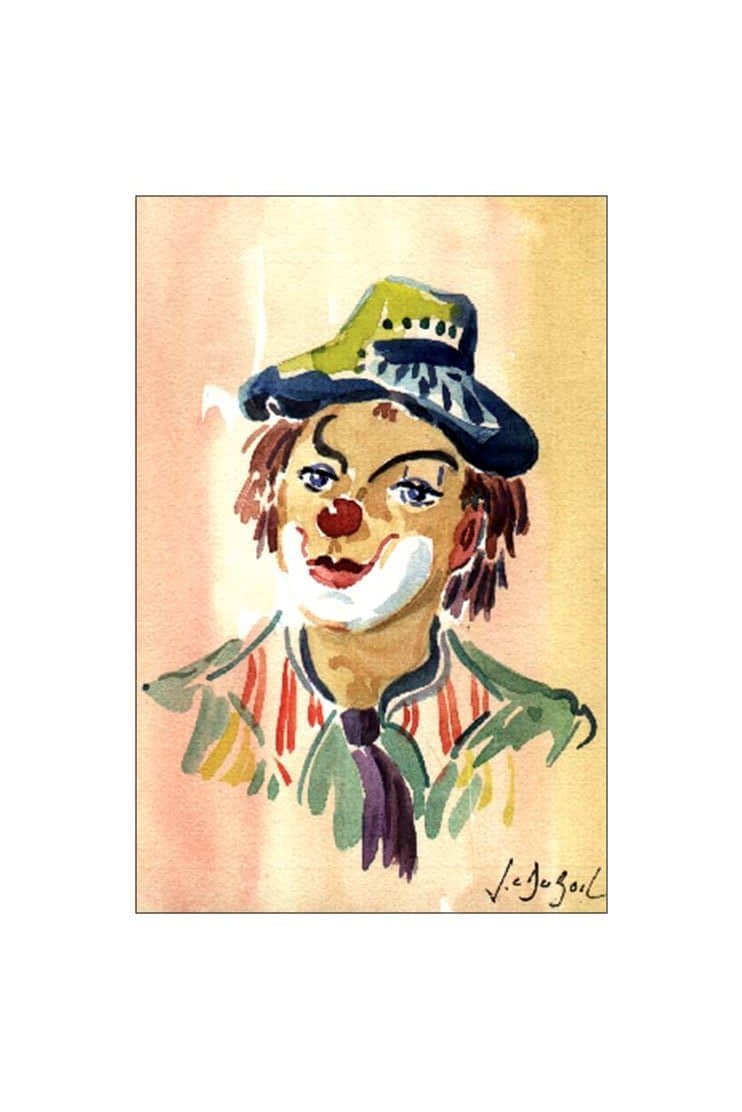 Expression de clown - Aquarelle de JC Duboil