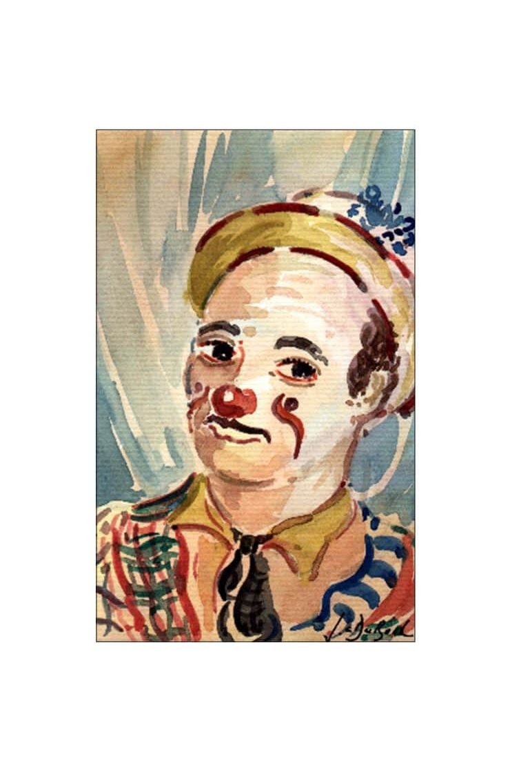 Le clown - Aquarelle de JC Duboil