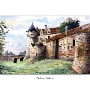 Carte d'art - Château de Nogent-le-Rptrou - Aquarelle de Jean-Pascal Duboil