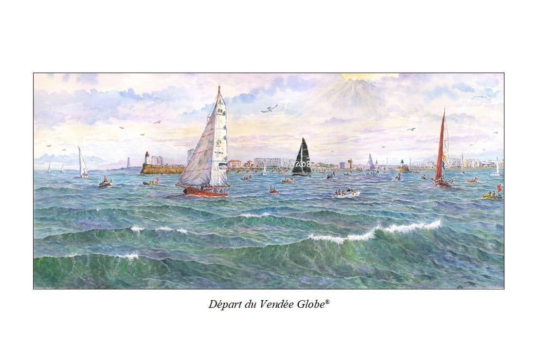 Départ du vendée Globe® au large des Sables d'Olonne - Aquarelle de Jean-Pascal Duboil