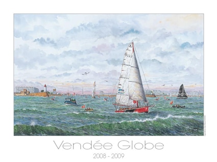Affiche du départ du vendée Globe 2008-2009 par JP Duboil